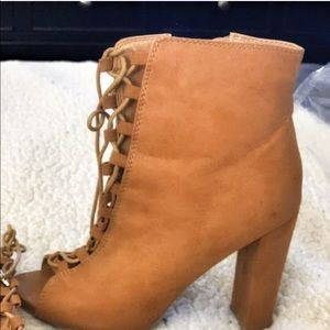 Rue 21 peep toe lace up ankle booties